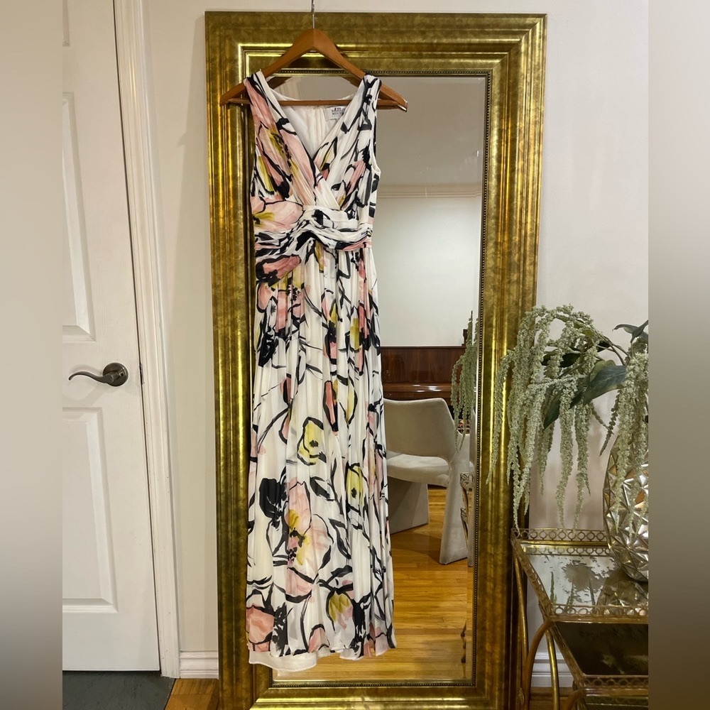 BADGLEY MISCHKA Siempre Maxi Dress 2016 Runway Floral Chiffon